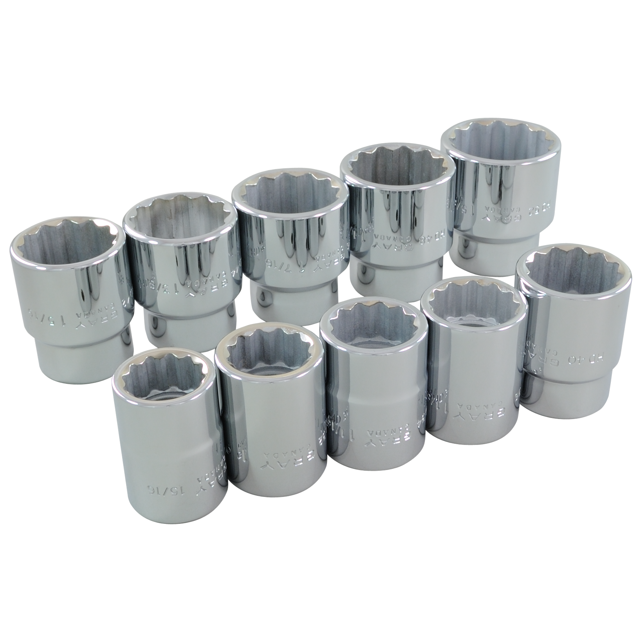 3/4" Dr. 10 Piece 12 Point Standard SAE Socket Set