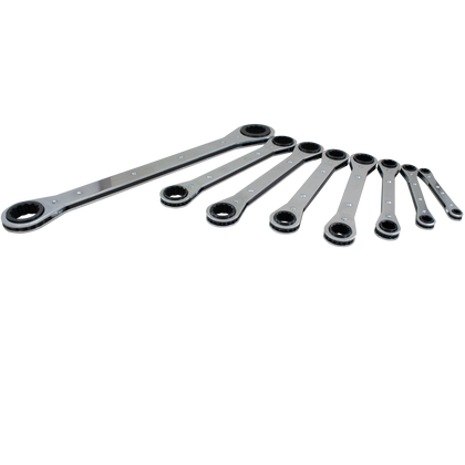 8 piece SAE flat ratcheting box wrench set