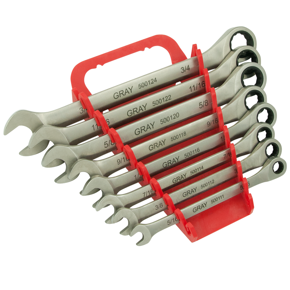 8 Piece Multi-Gear Combination Fixed Head Ratcheting Wrench Set