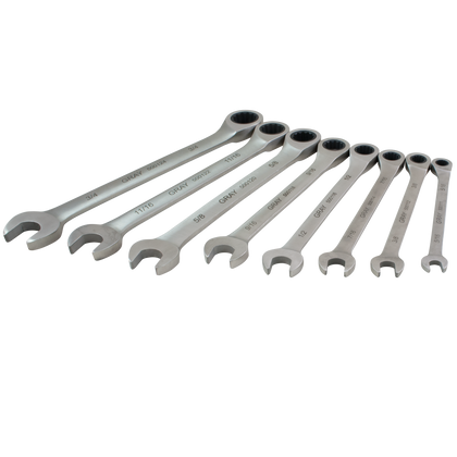 8 piece multigear combination fixed head geared wrench set