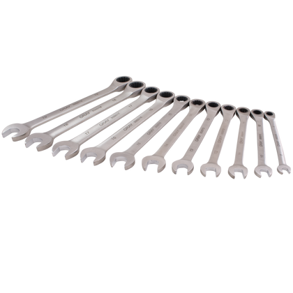 11 piece multigear combination fixed head ratcheting wrench set