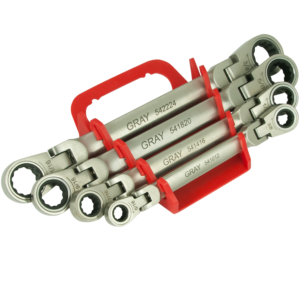 4 Pieces  SAE Double Box End Flex Head Multi-Gear Ratcheting Wrench Set