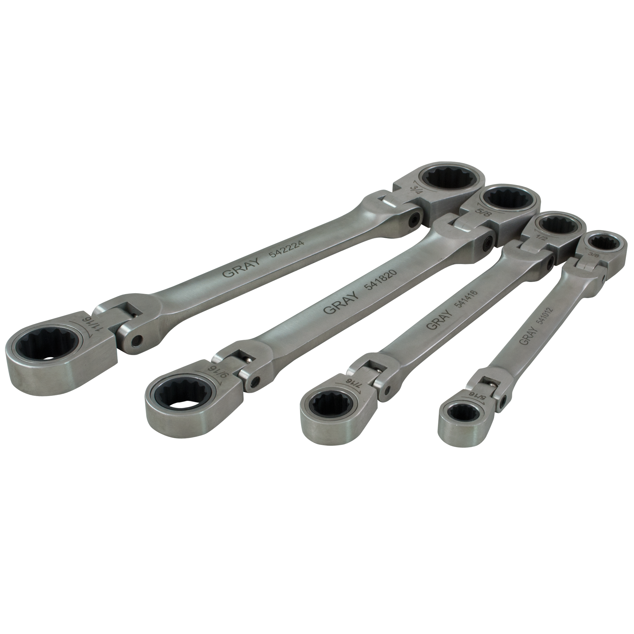 4 Pieces  SAE Double Box End Flex Head Multi-Gear Ratcheting Wrench Set