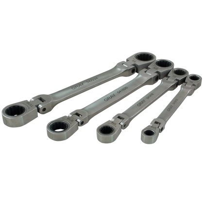 4 pieces SAE double box flex head multigear geared wrench set