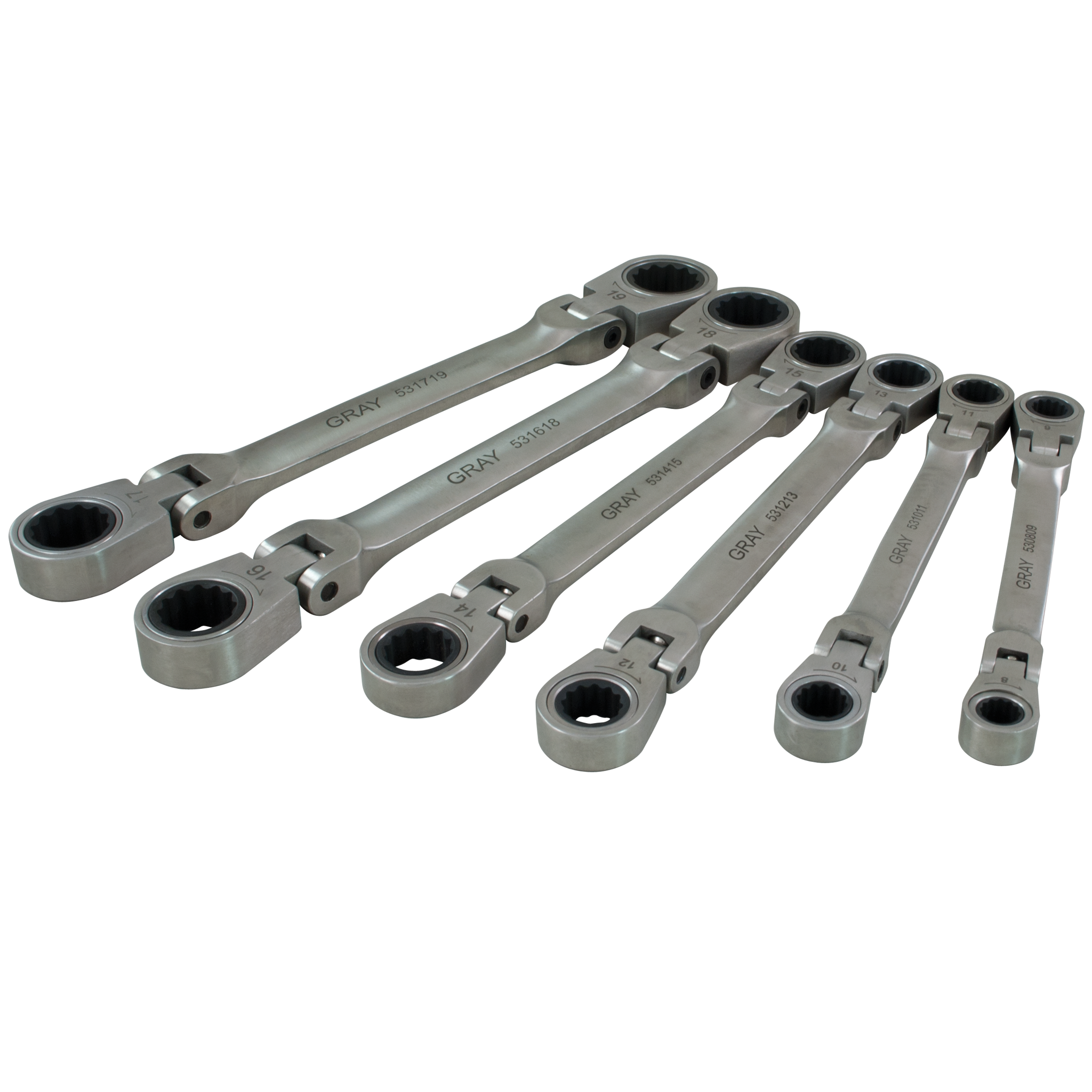 6 Piece Metric Double Box End Flex Head Multi-Gear Ratcheting Wrench Set