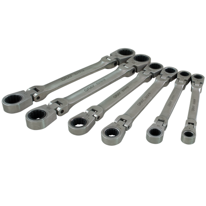 6 piece metric double box flex head multigear geared wrench set