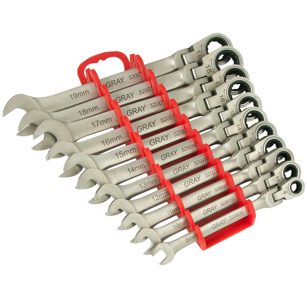 11 Piece Metric Combination Flex Head Multi-Gear Ratcheting Wrench Set