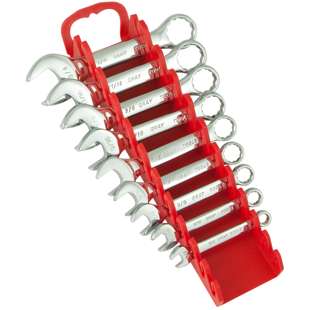 9 Piece 12 Point SAE Stubby Mirror Chrome Wrench Set