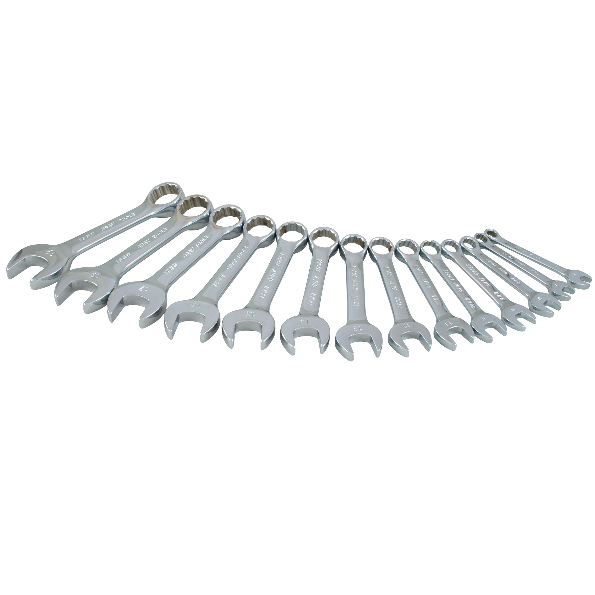 14 Piece 12 Point Metric Stubby Mirror Chrome Wrench Set