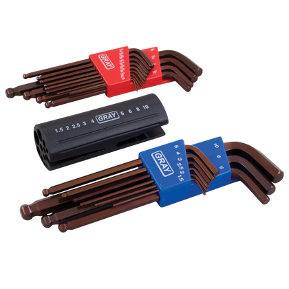 22 piece SAE metric combination long arm ball S2 hex key set