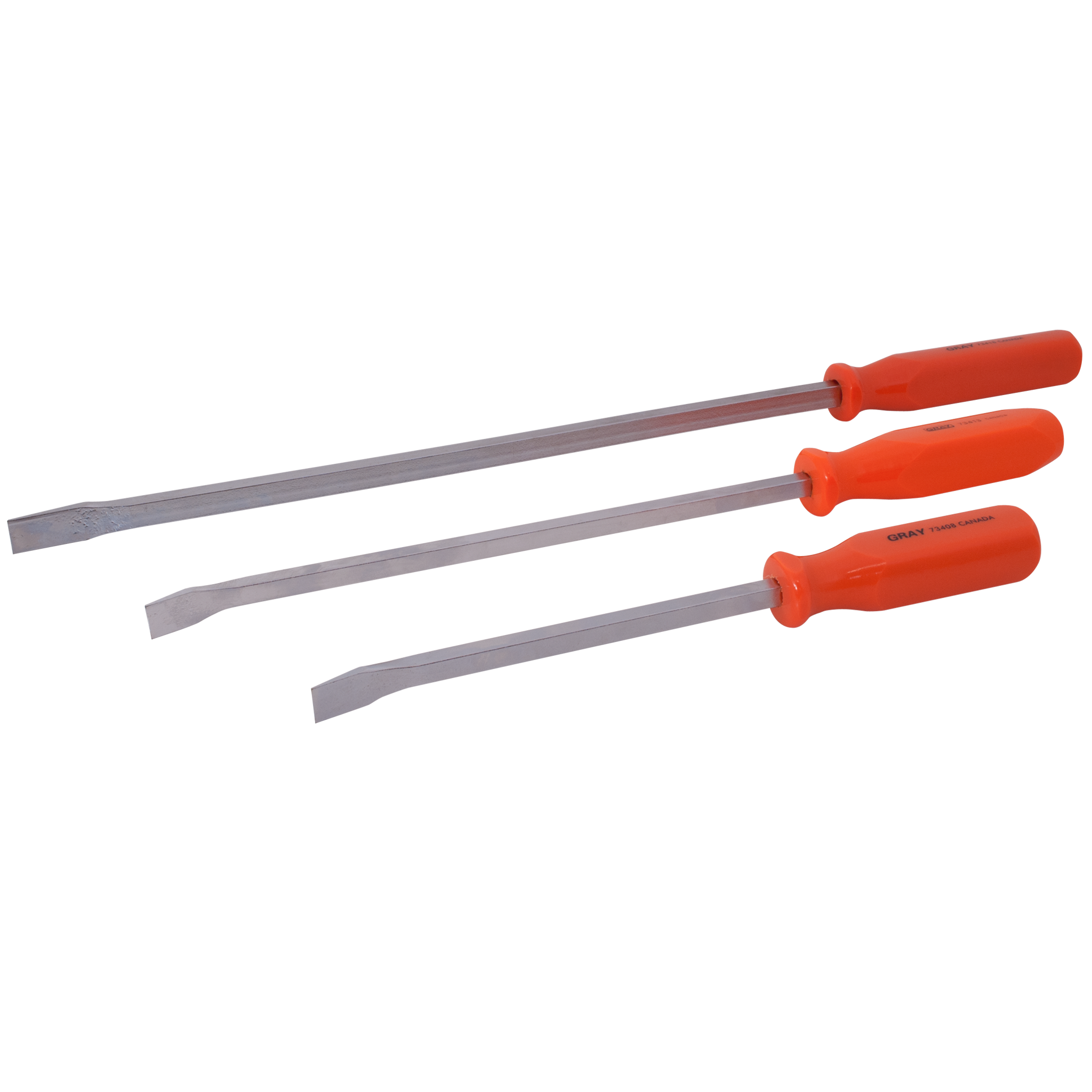 3 Piece Florescent Orange Handled Pry Bar Set with Nickel Plated Blades