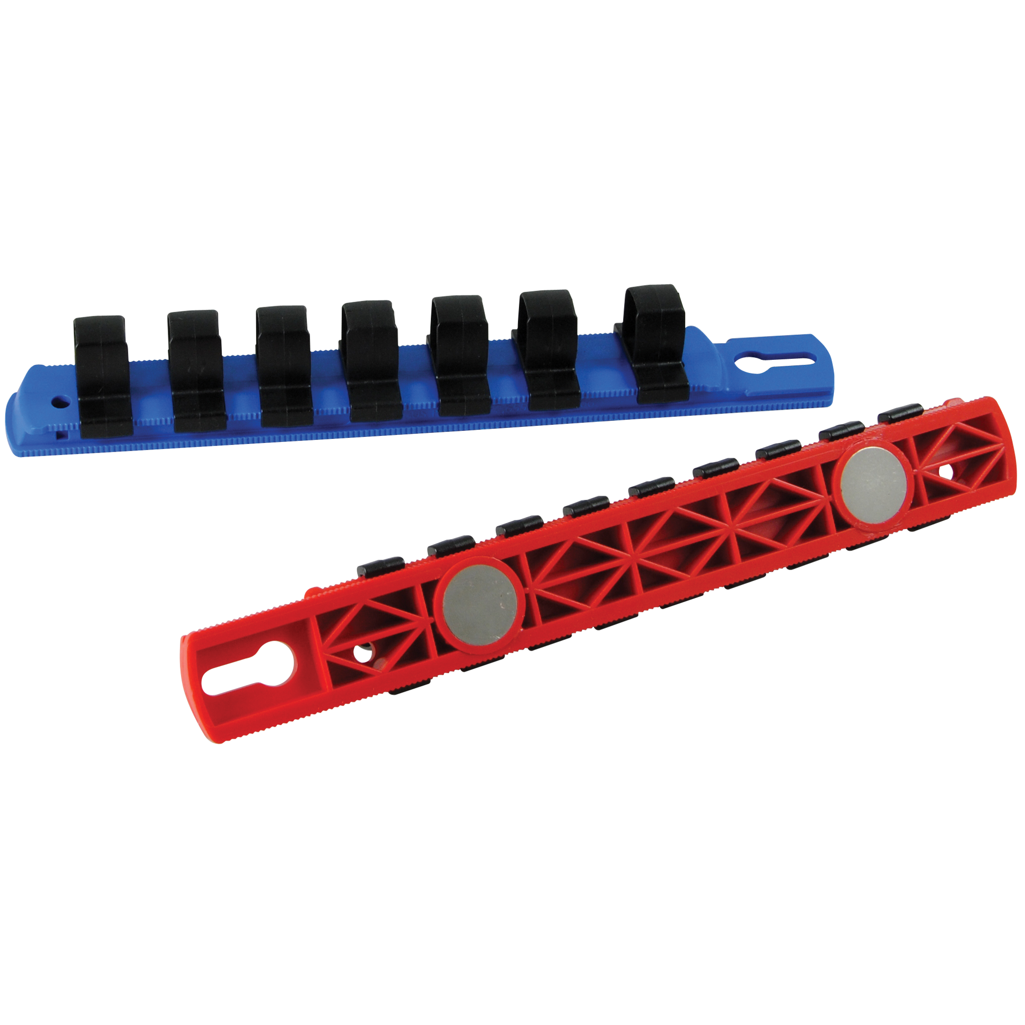 1/2" Drive Socket Organizers With Magnetized Rails for SAE Sockets - Red