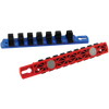 1/2" Drive Socket Organizers With Magnetized Rails for Metric Sockets - Blue