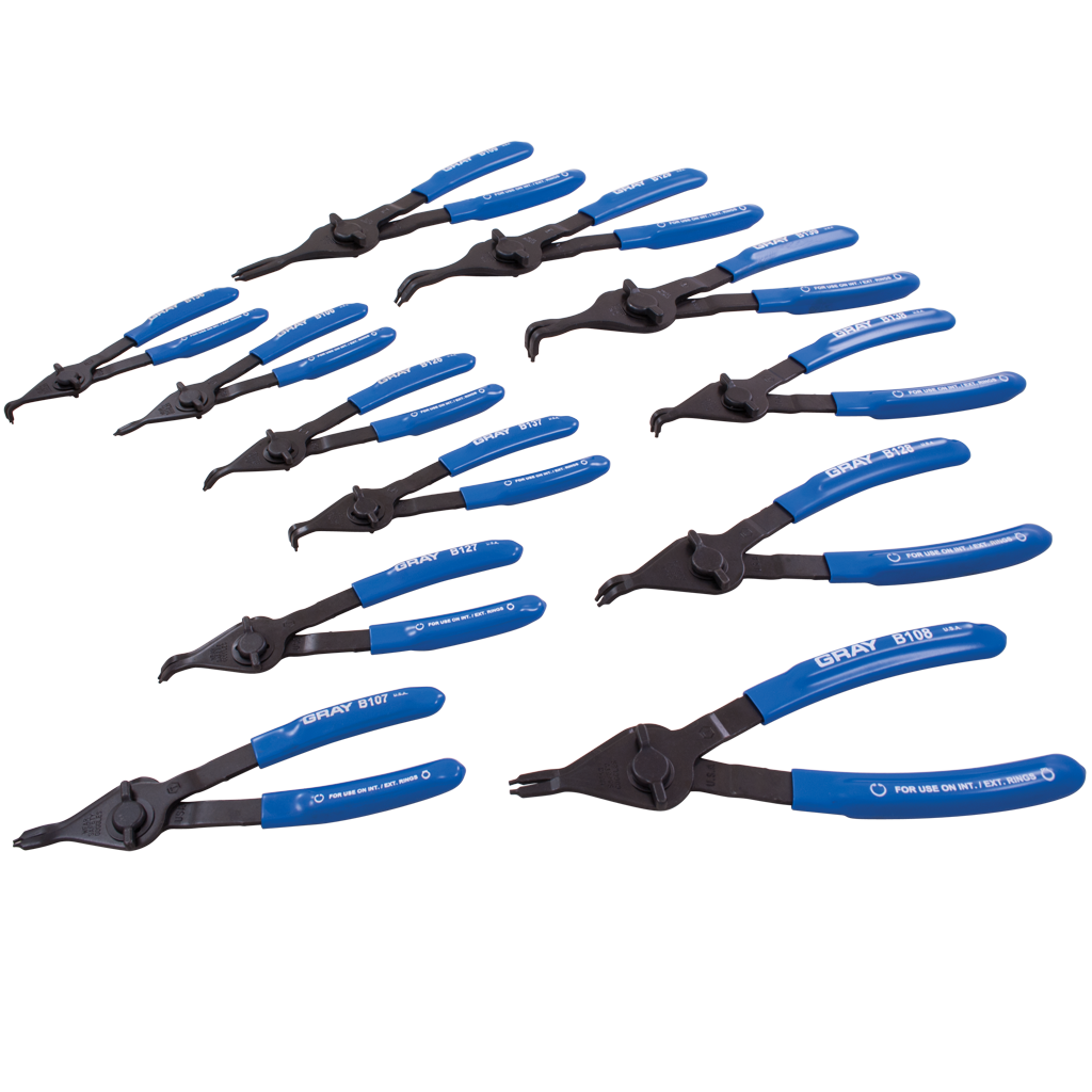 12 Piece Convertible Snap Ring Plier Set - Convertible Internal/External - Fixed Tip