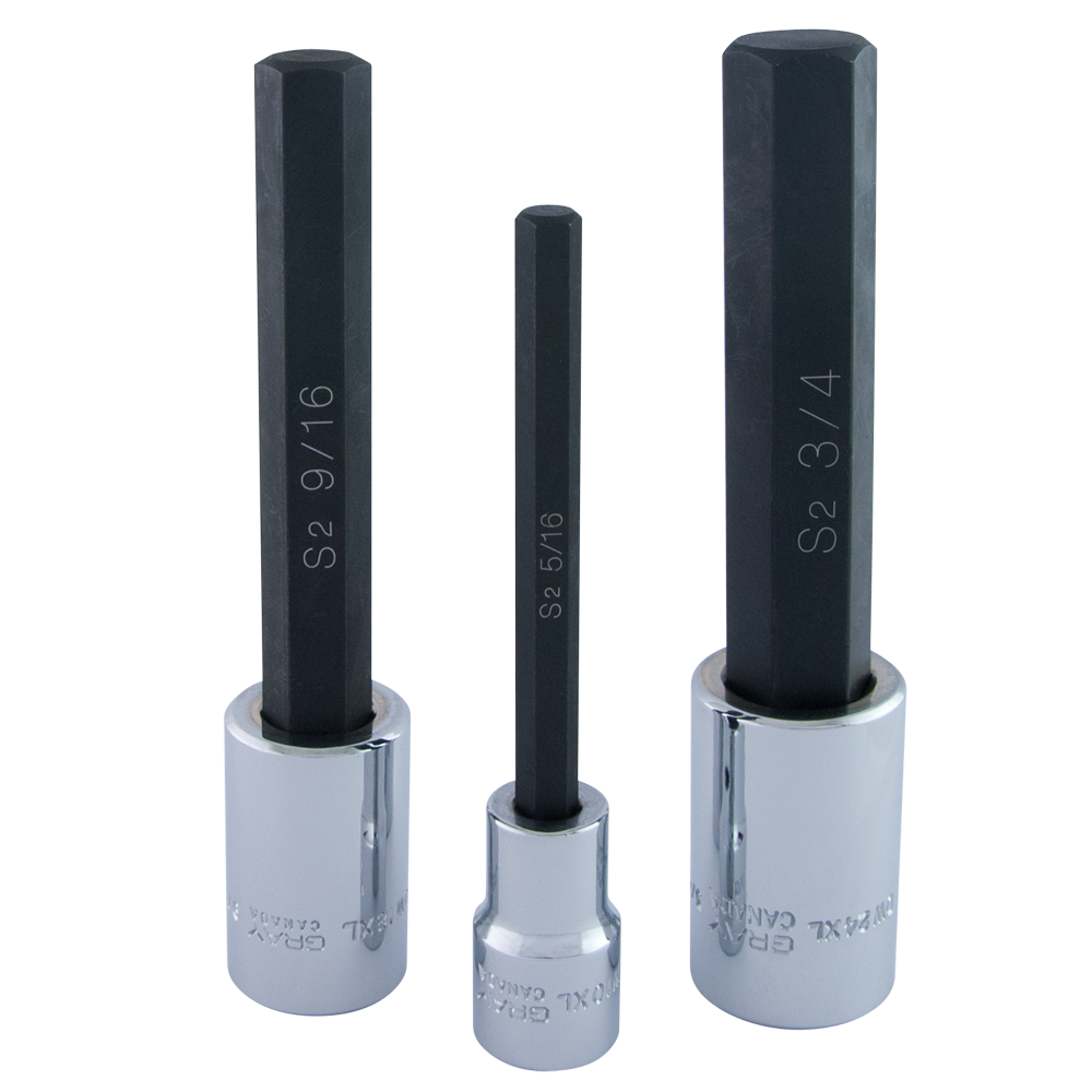 1/2" Dr. 8 Piece Extra Long SAE Hex Head Socket Set