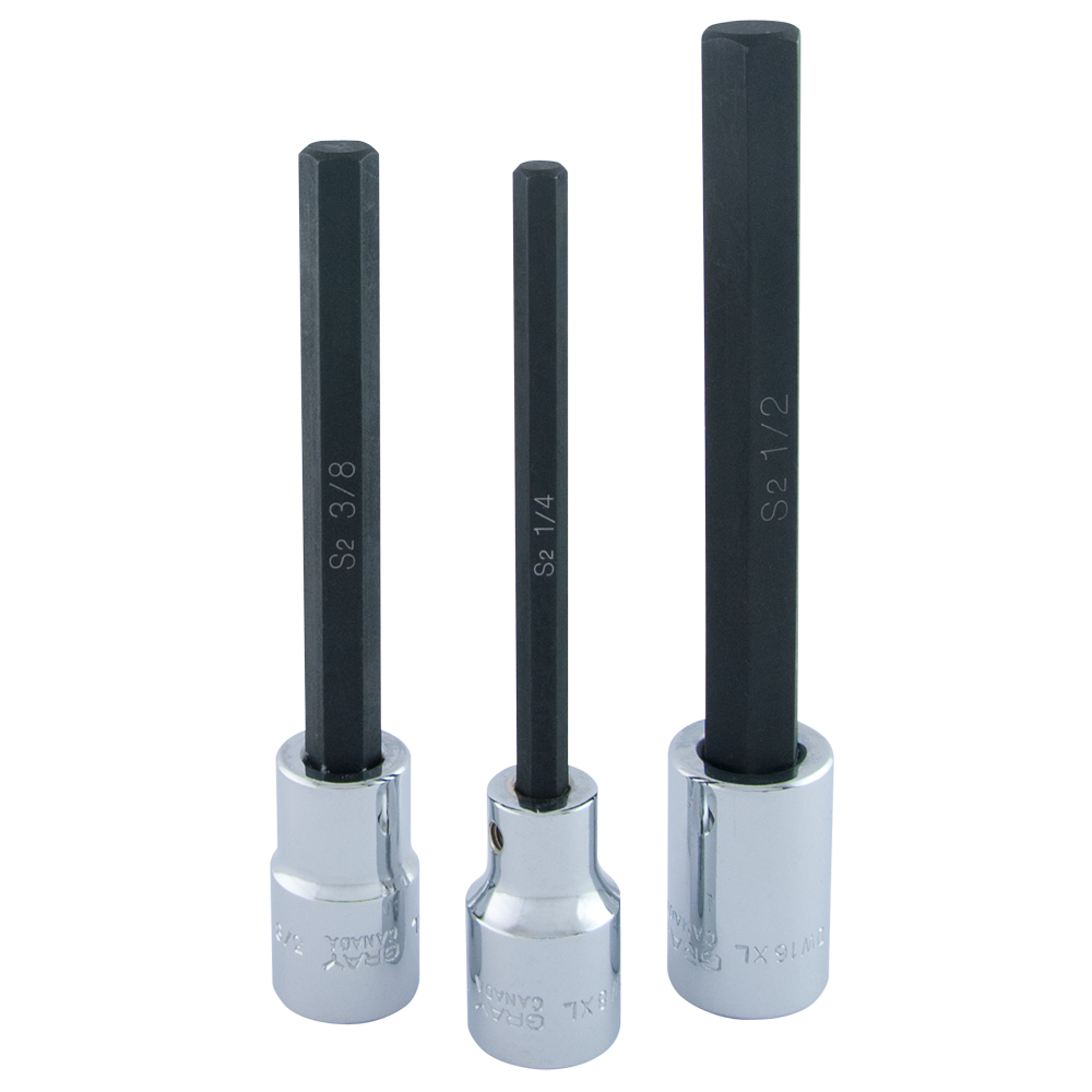 1/2" Dr. 6 Piece Extra Long SAE Hex Head Socket Set