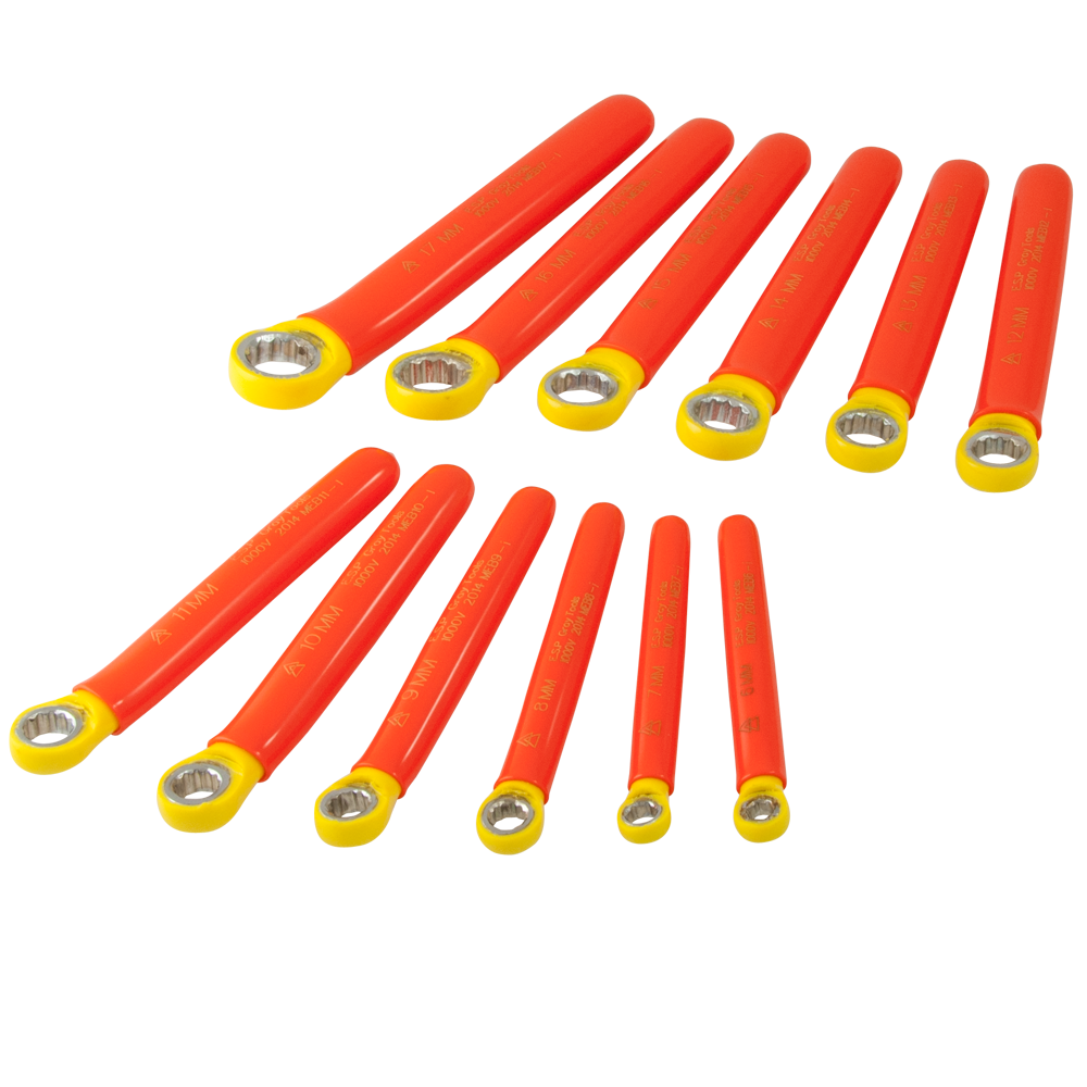 Insulated 12 Piece 12 Point Metric Box End Wrench Set