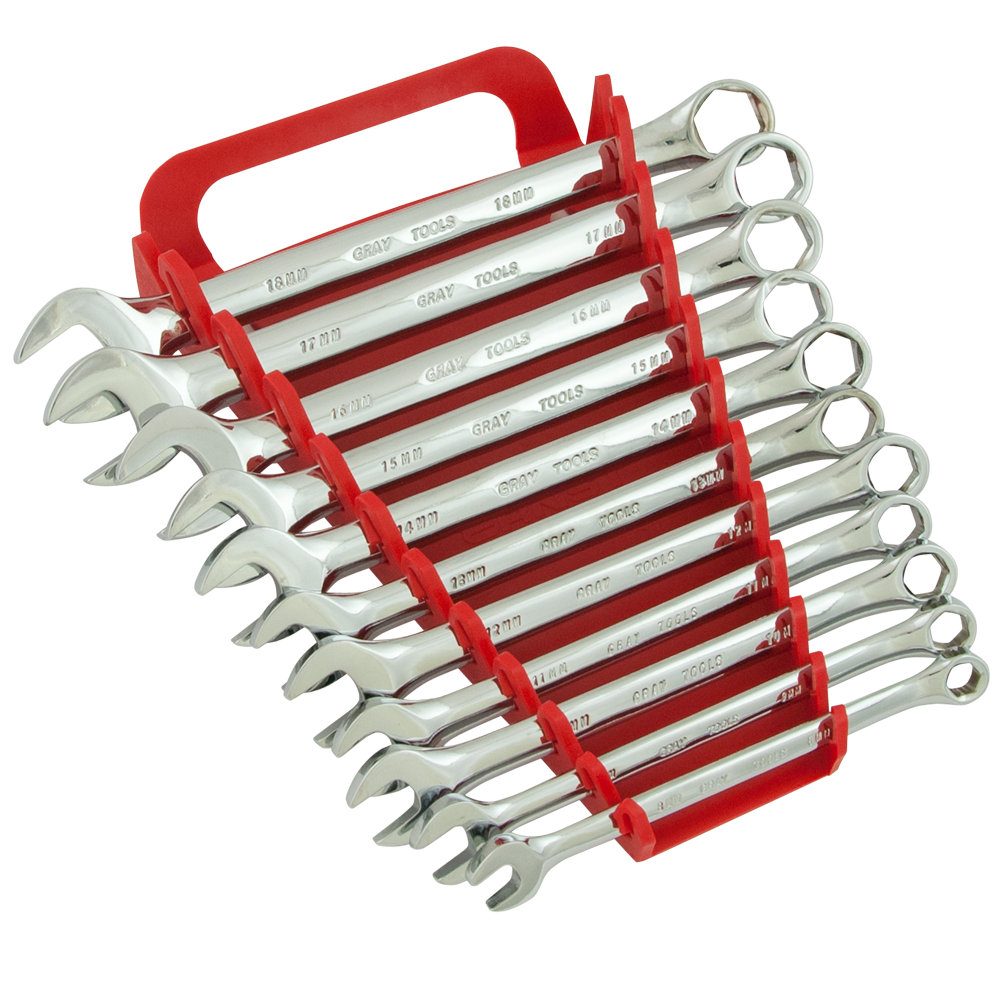 11 Piece 6 Point Metric Mirror Chrome Combination Wrench Set