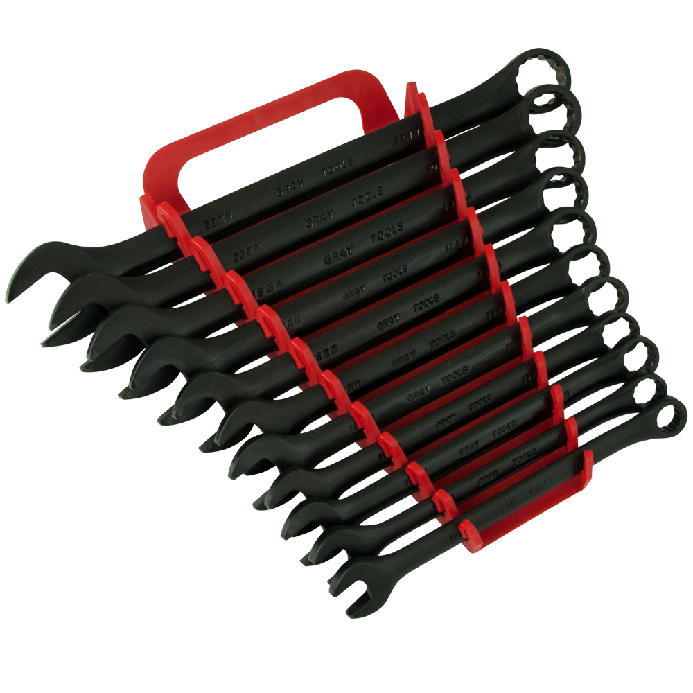 11 Piece 12 Point Metric Black Combination Wrench Set