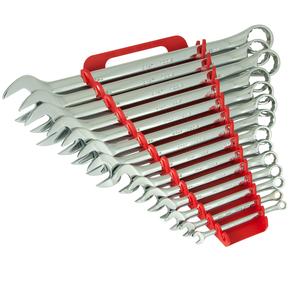 14 Piece 12 Point Metric Mirror Chrome Combination Wrench Set