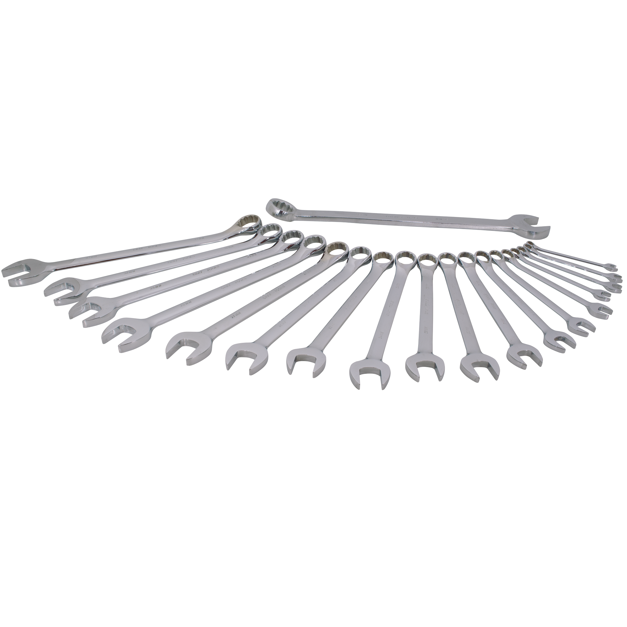 19 Piece 12 Point Metric Mirror Chrome & Satin Finish Wrench Set