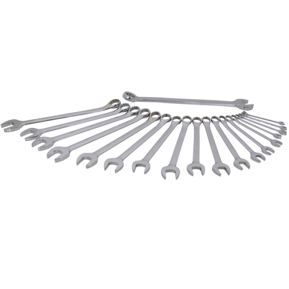 19 piece 12 point metric mirror chrome satin finish wrench set
