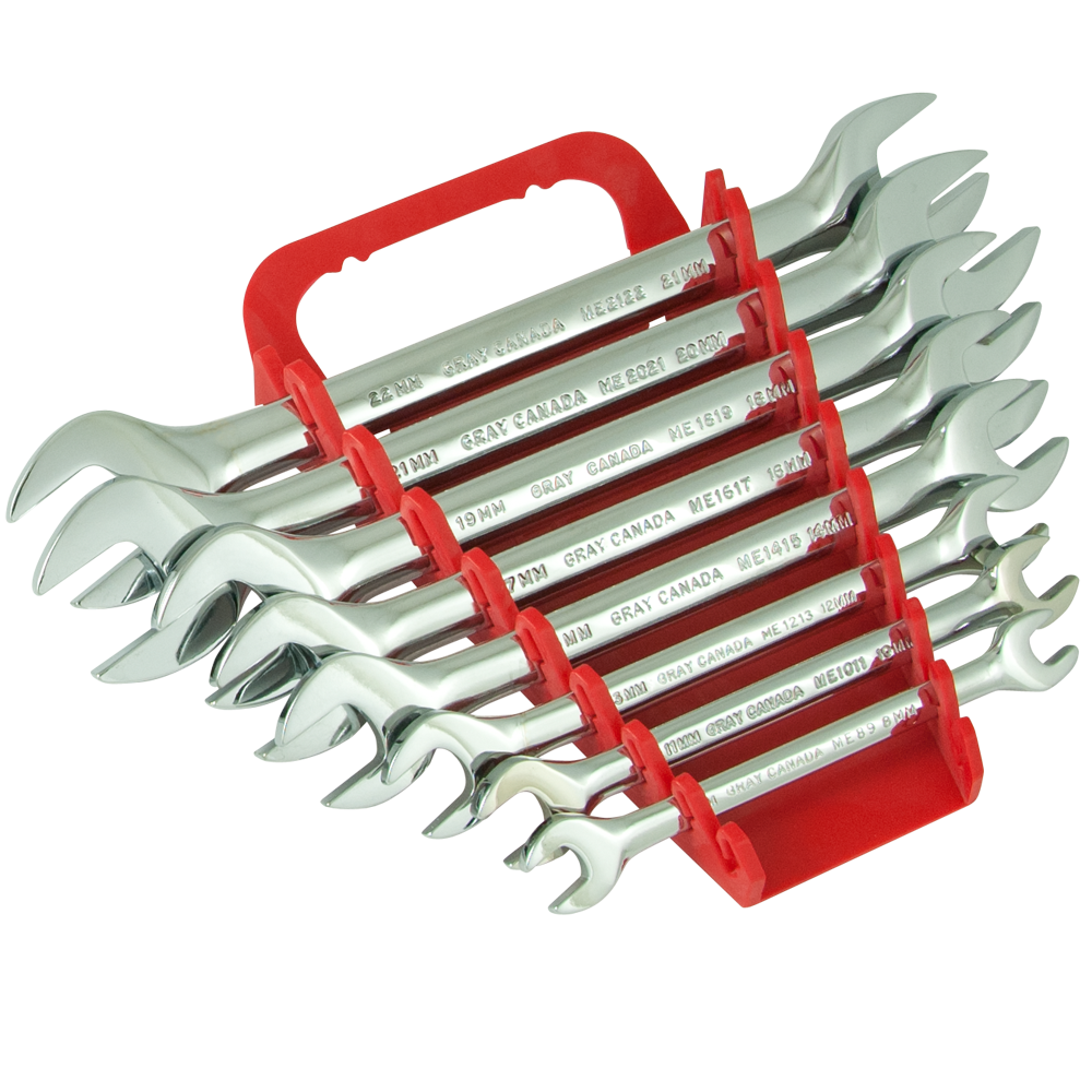 8 Piece Metric Open End Mirror Chrome Wrench Set