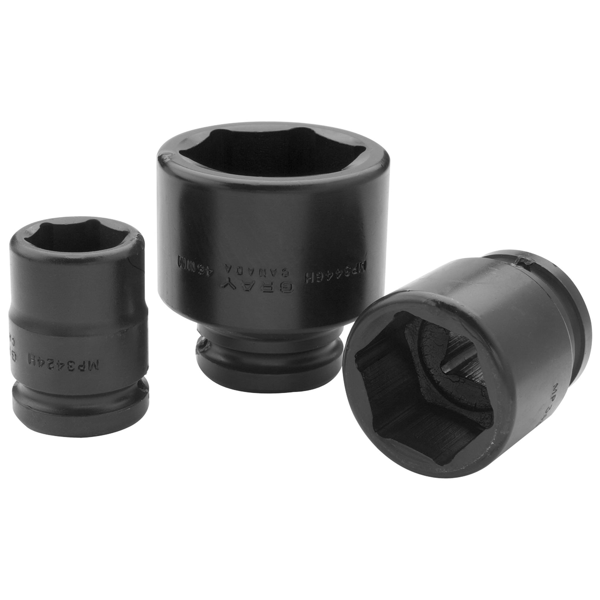 3/4" Drive 6 Point Metric Standard Length Sockets - Impact Black Industrial Finish
