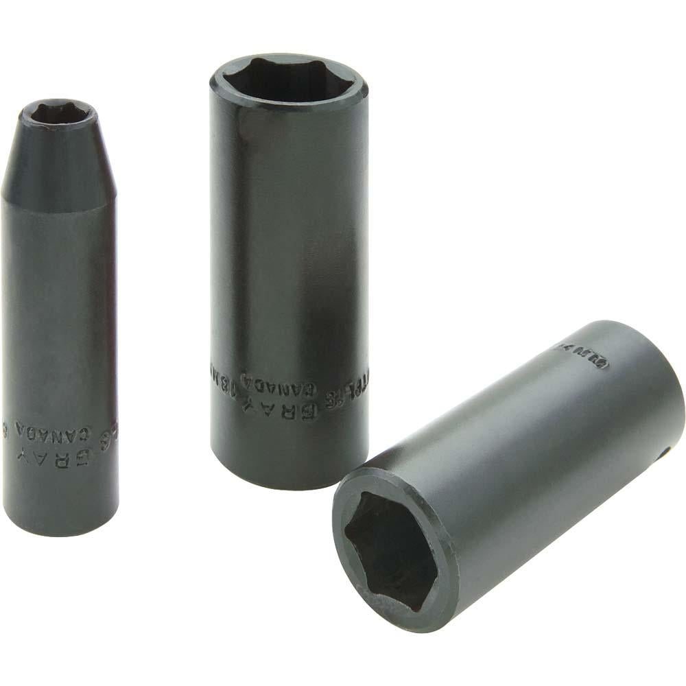 3/8" Drive 6 Point Metric Deep Length Sockets - Impact Black Industrial Finish