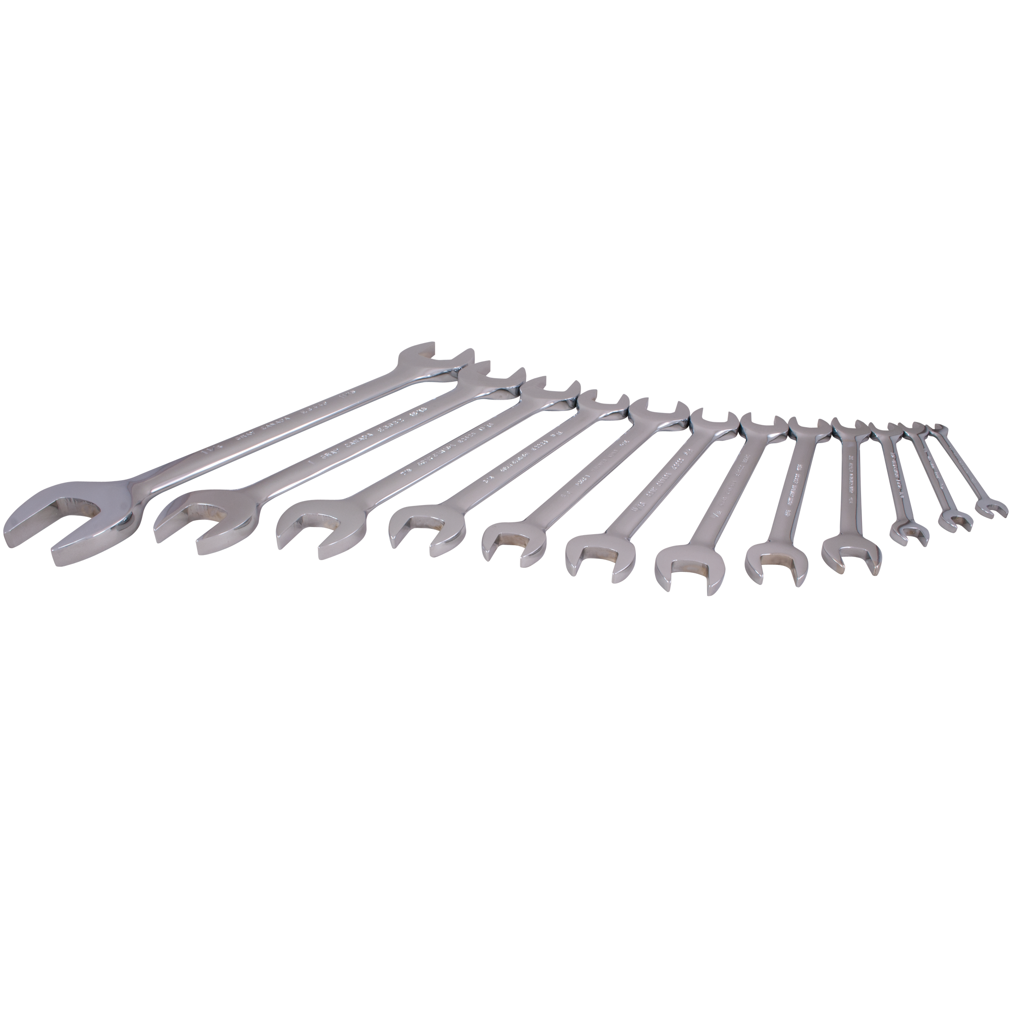 12 Piece SAE Open End Mirror Chrome Wrench Set