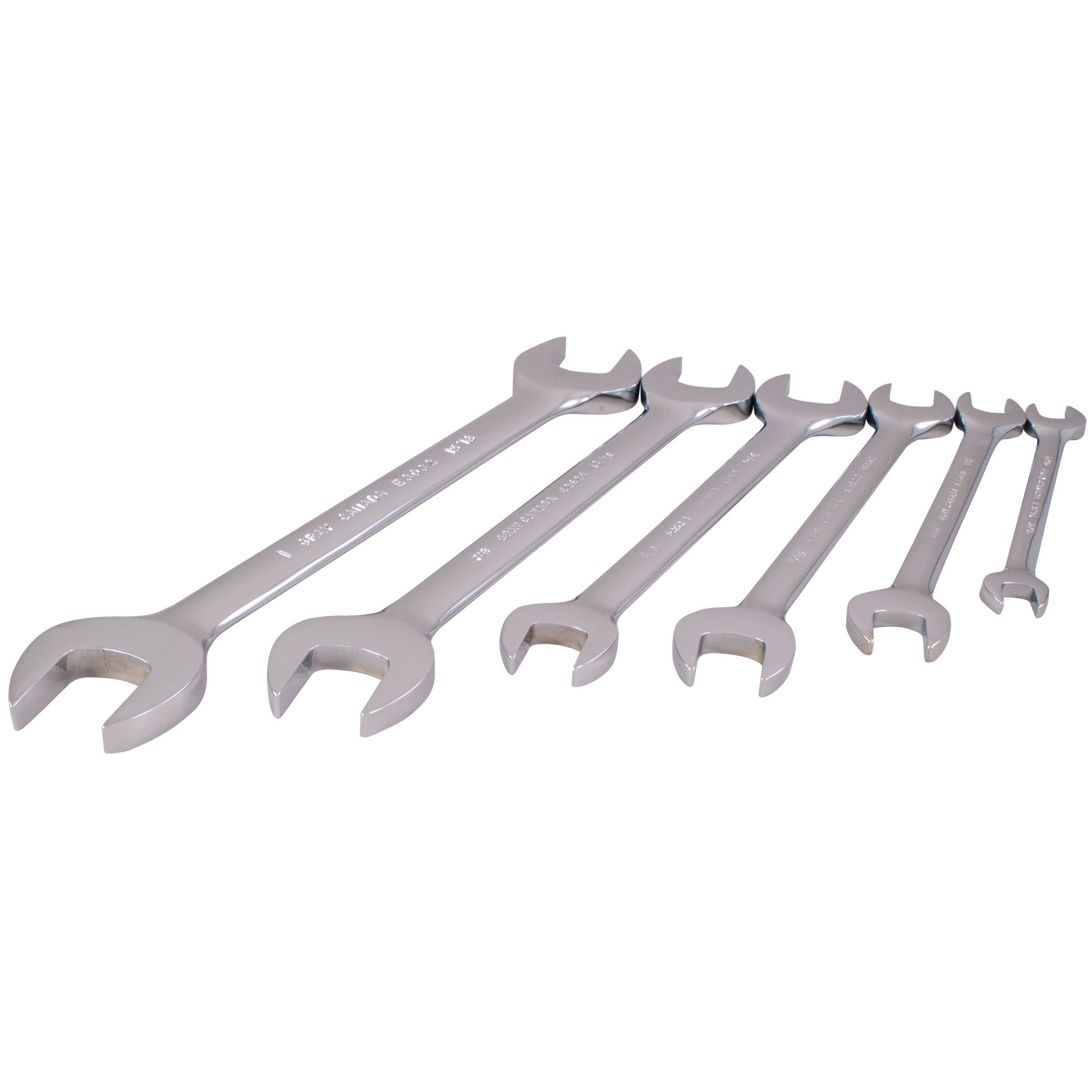 6 Piece SAE Open End Mirror Chrome Wrench Set