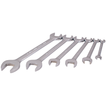 6 piece SAE open end mirror chrome wrench set