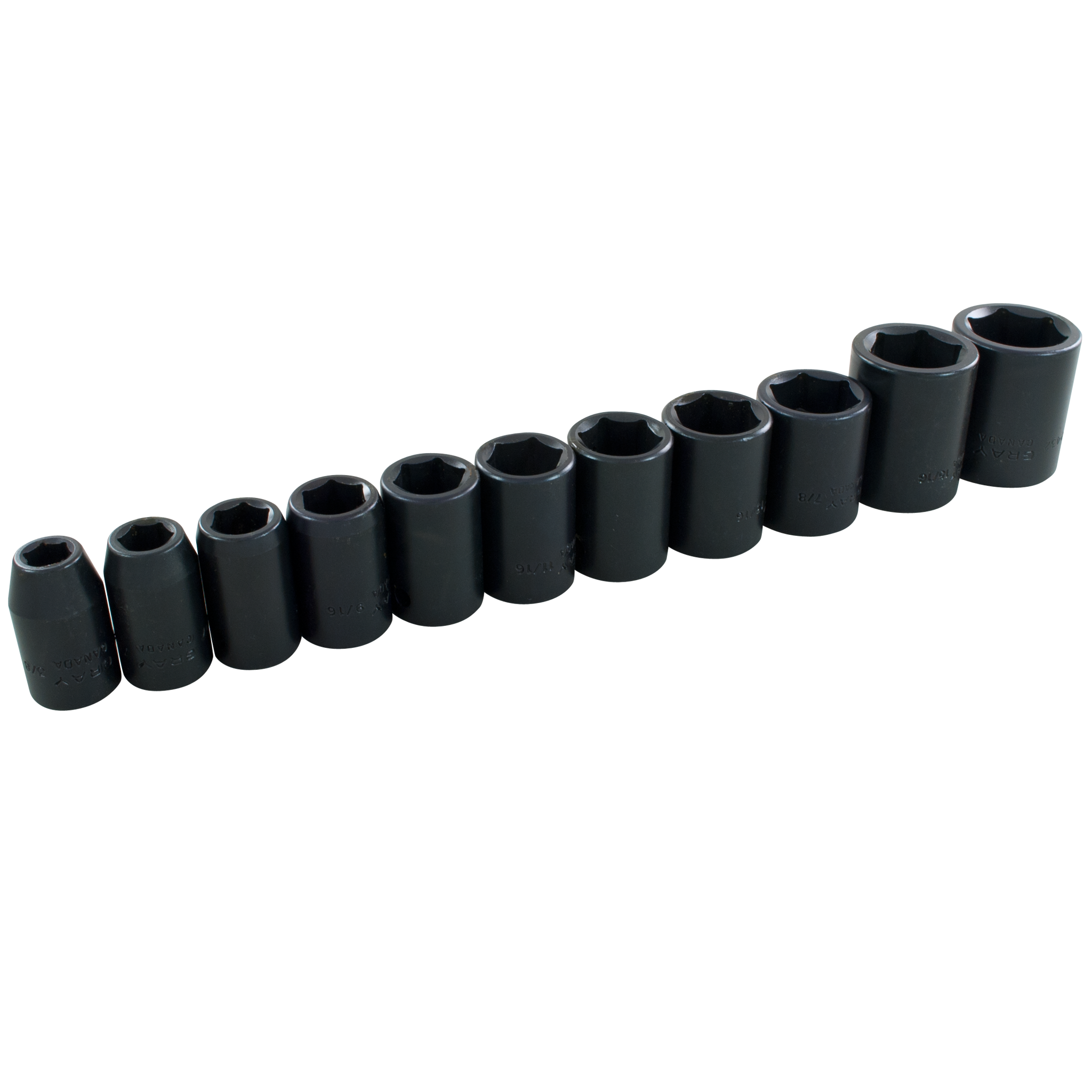 1/2" Dr. 11 Piece 6 Point Standard SAE Impact Socket Set