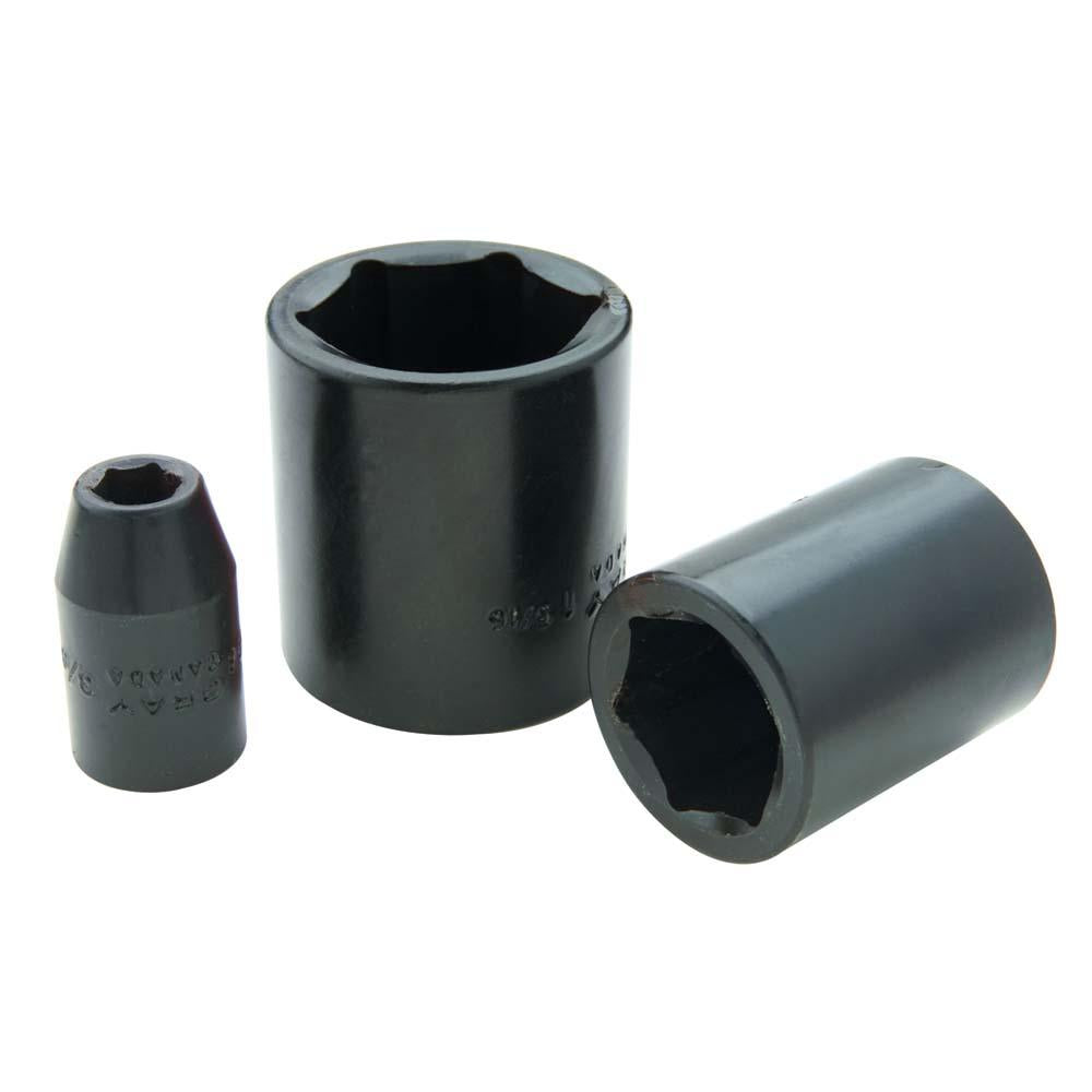 1/2" Drive 6 Point Standard Length Sockets - Impact Black Industrial Finish