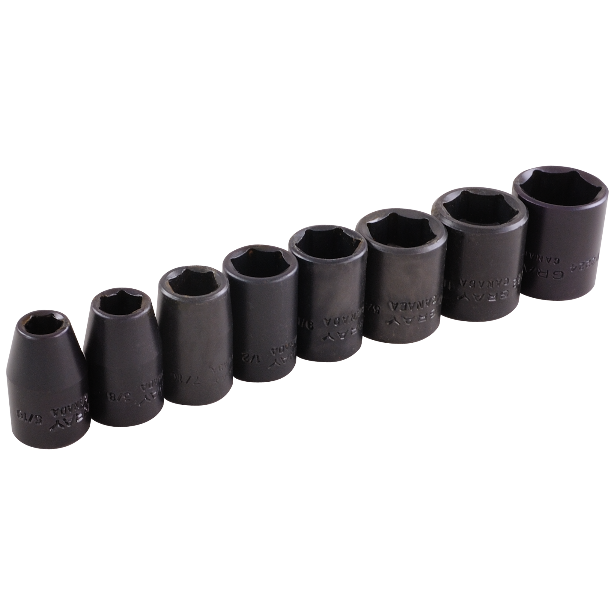 3/8" Dr. 8 Piece 6 Point Standard SAE Impact Socket Set