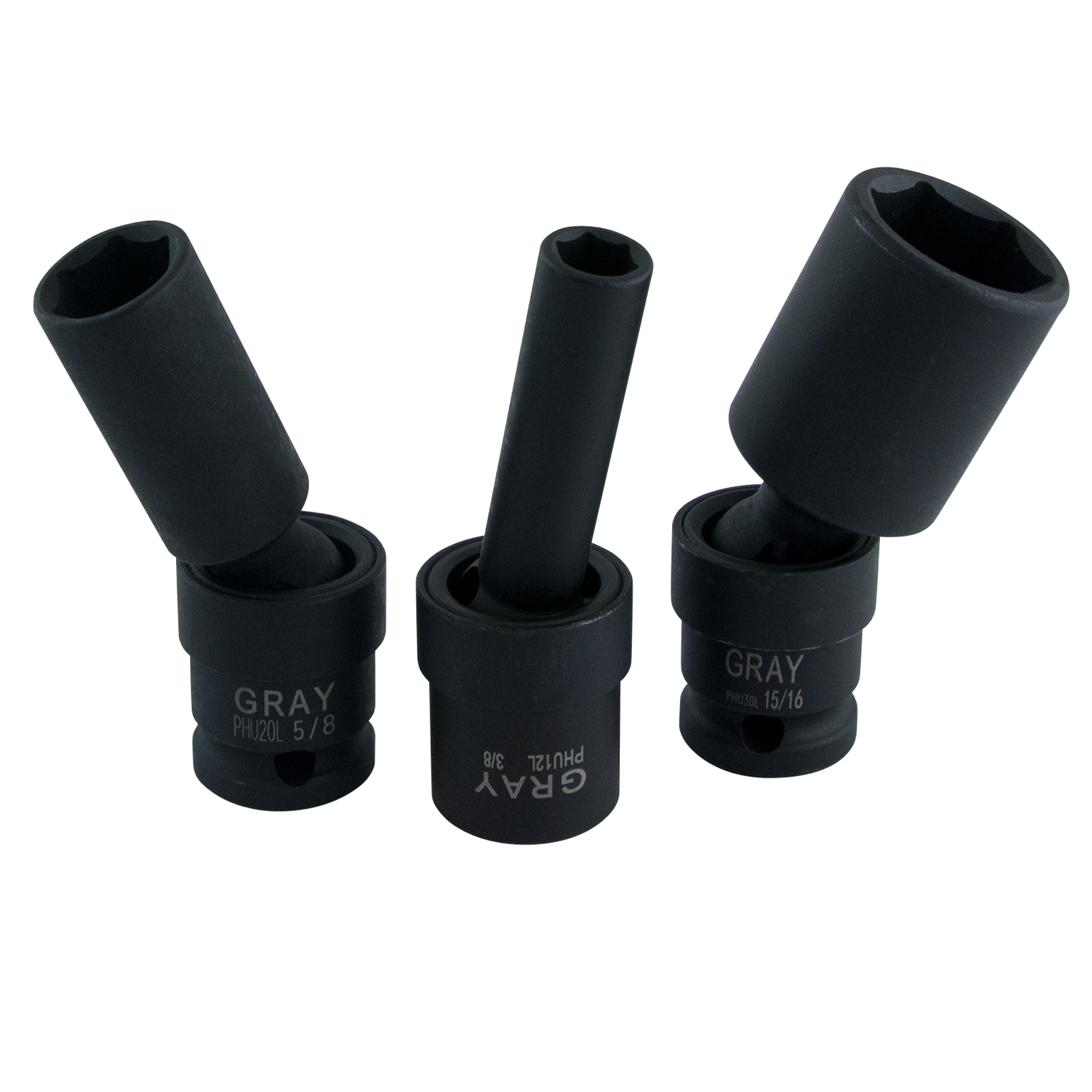 1/2" Dr. 10 Piece 6 Point Deep SAE Impact Universal Joint Socket Set