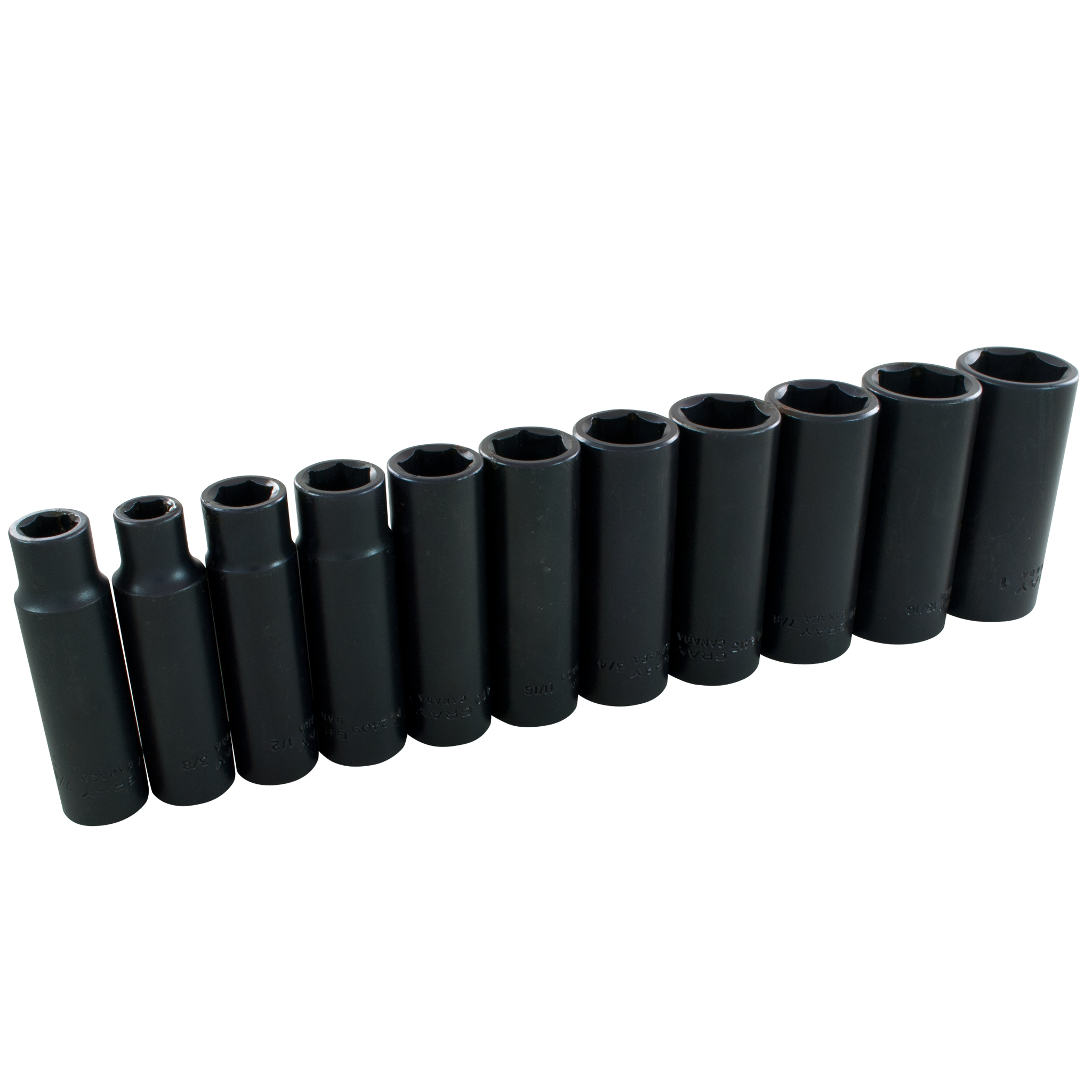 1/2" Dr. 11 Piece 6 Point Deep SAE Impact Socket Set
