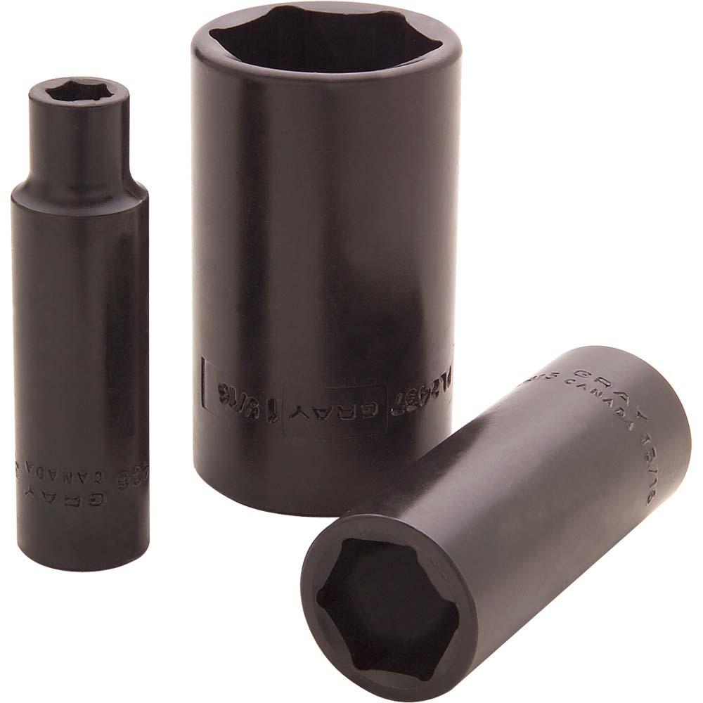 1/2" Drive 6 Point Deep Length Sockets - Impact Black Industrial Finish
