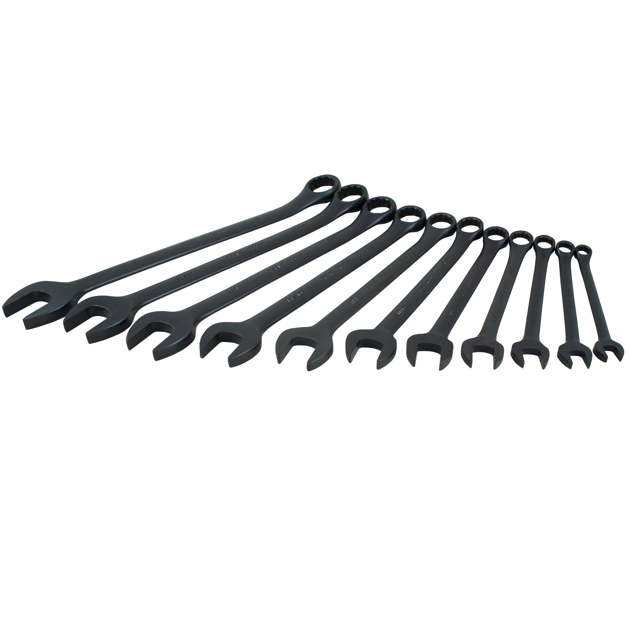 11 Piece 12 Point SAE Black Combination Wrench Set