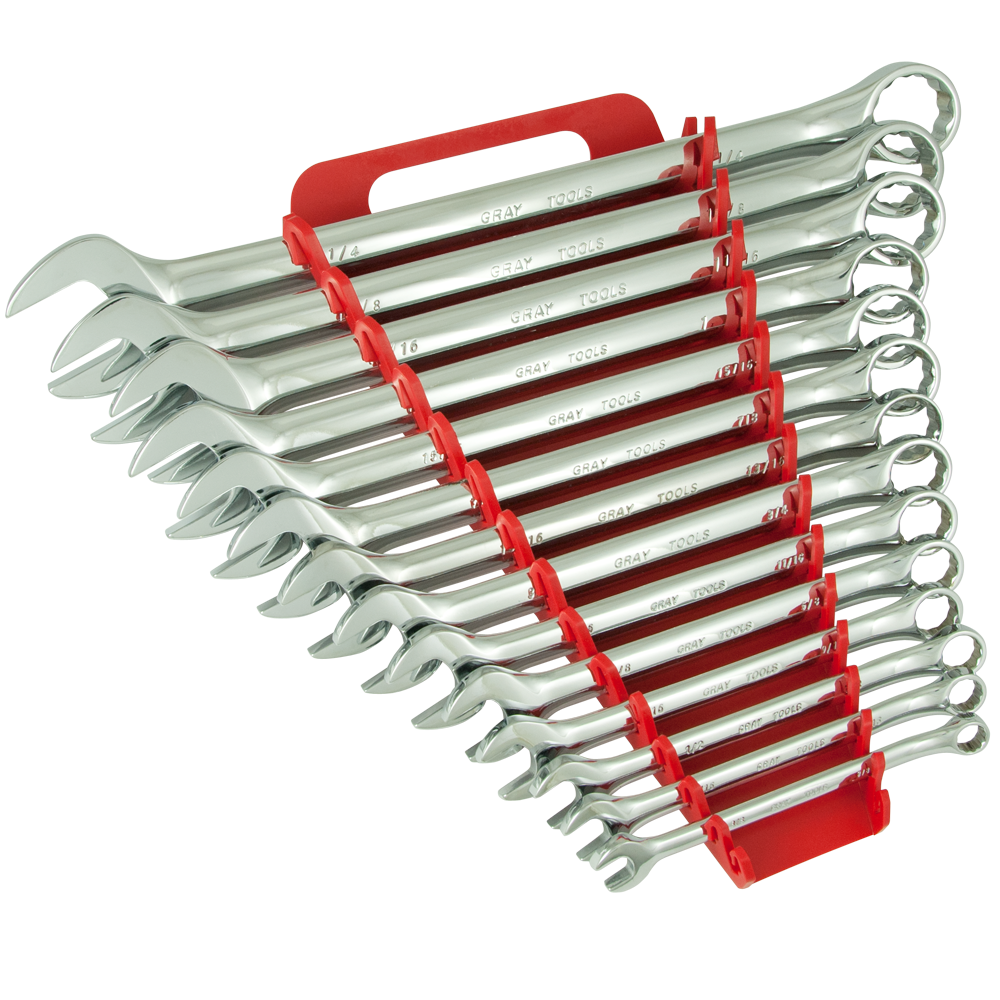 14 Piece 12 Point SAE Mirror Chrome Combination Wrench Set