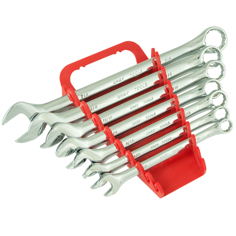 7 Piece 12 Point SAE Mirror Chrome Combination Wrench Set