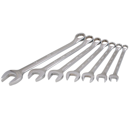7 piece 12 point SAE mirror chrome wrench set