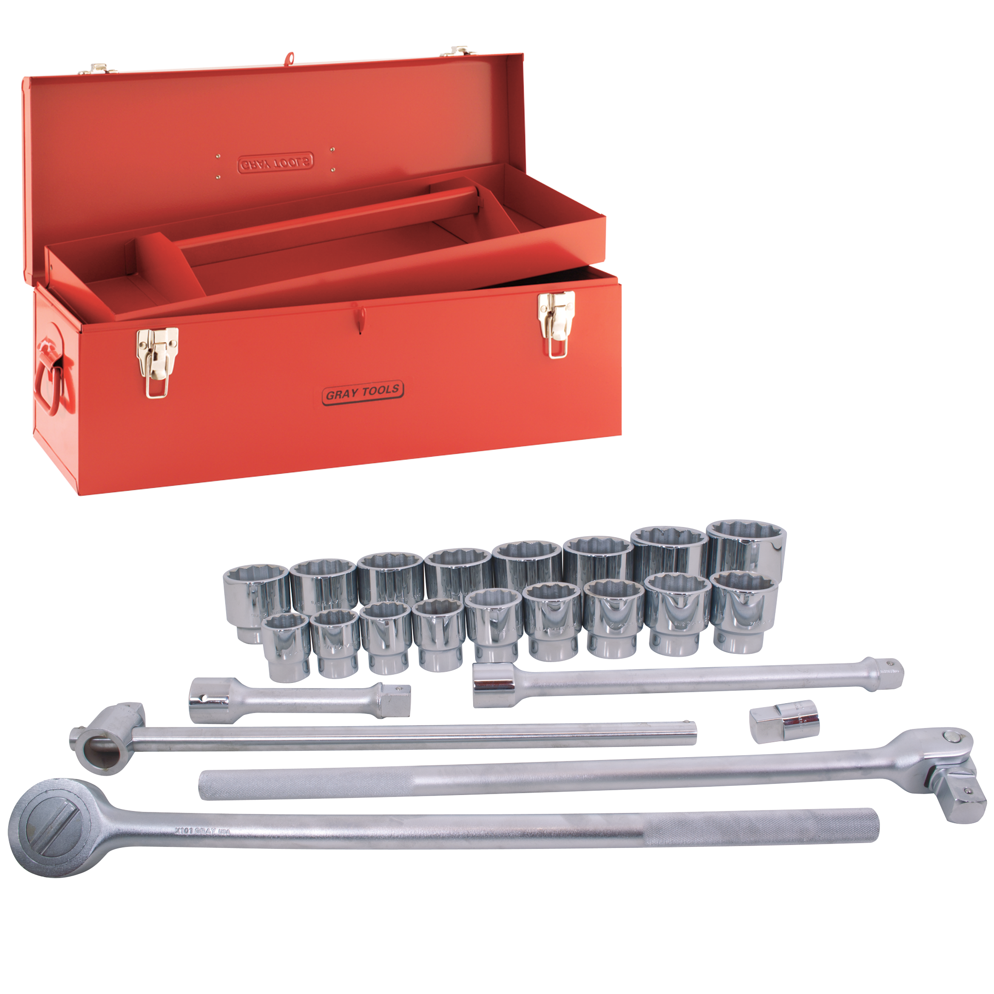 1" Dr. 24 Piece 12 Point Standard SAE Socket Set