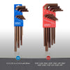 22 Piece SAE & Metric Combination Long Arm S2 Hex Key Set