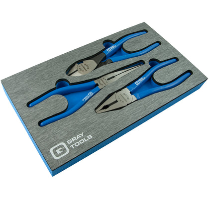 3 Piece Pliers Set in Foam Tray