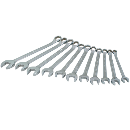 11 Piece 12 Point Metric Mirror Chrome Combination Wrench Set