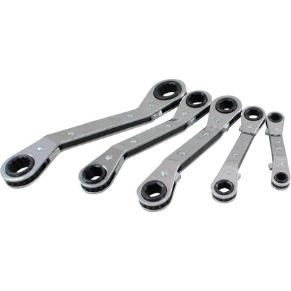 5 piece 6 12 point metric 25 offset ratcheting box wrench set