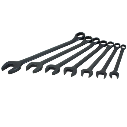 7 piece 12 point SAE black combination wrench set